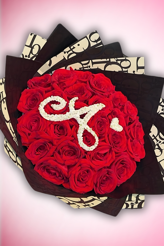 Rose Bouquet with Initial